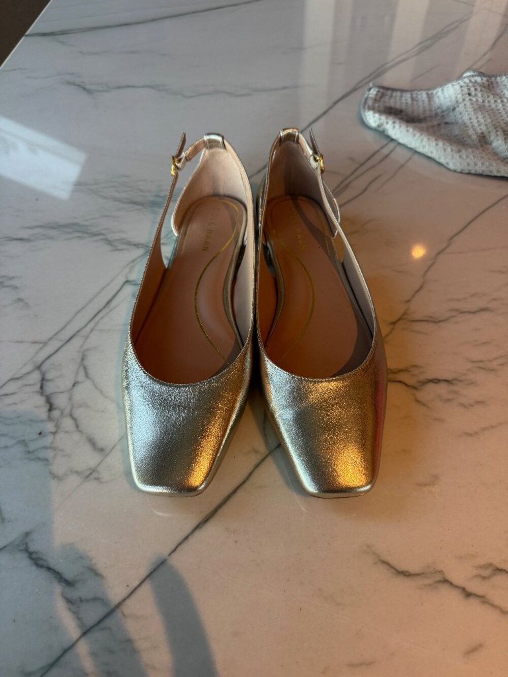 Cole Haan Grand 360 Metallic Leather Slingback Flats Size 9